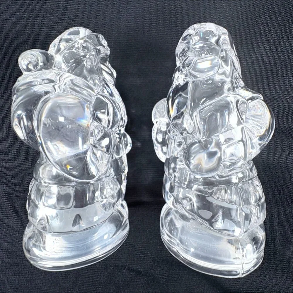 Vintage Gorham Crystal Holiday Traditions Santa Salt & Pepper‎ Shaker Set